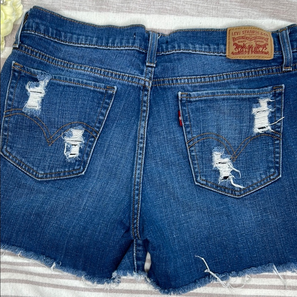 Levis Blue Jean cut off Shorts Distressed Cut-Off Style size size 29 - Picture 8 of 9